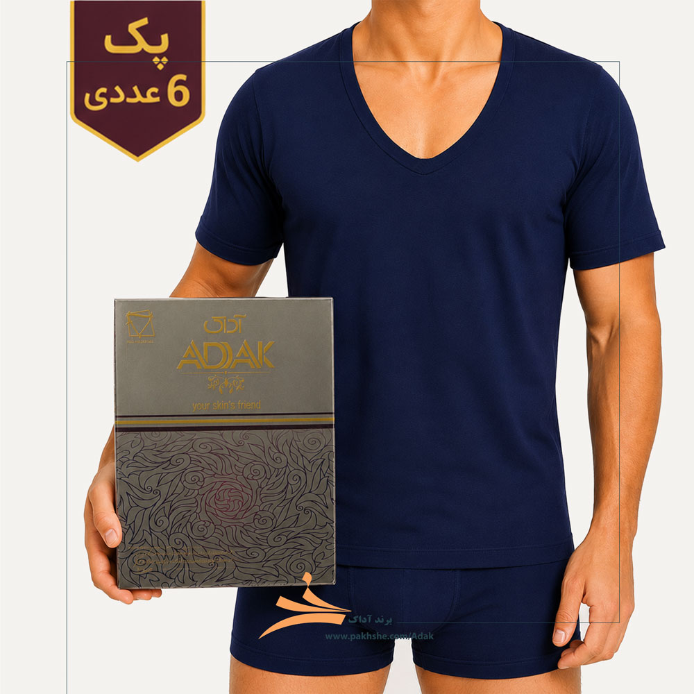 زیرپوش نیم آستین مردانه آداک کد 312 جعبه شش عددی رنگی